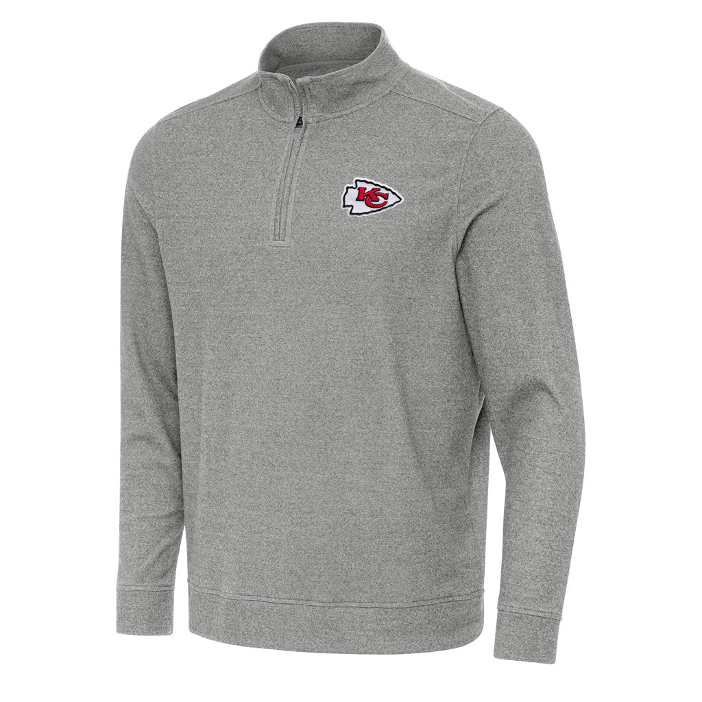 NFL Kansas City Chiefs Antigua Subtle 1/4 Zip Pullover Jacket - Heather black