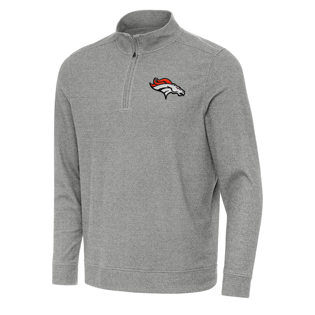 NFL Denver Broncos Antigua Subtle 1/4 Zip Pullover Jacket - Heather black