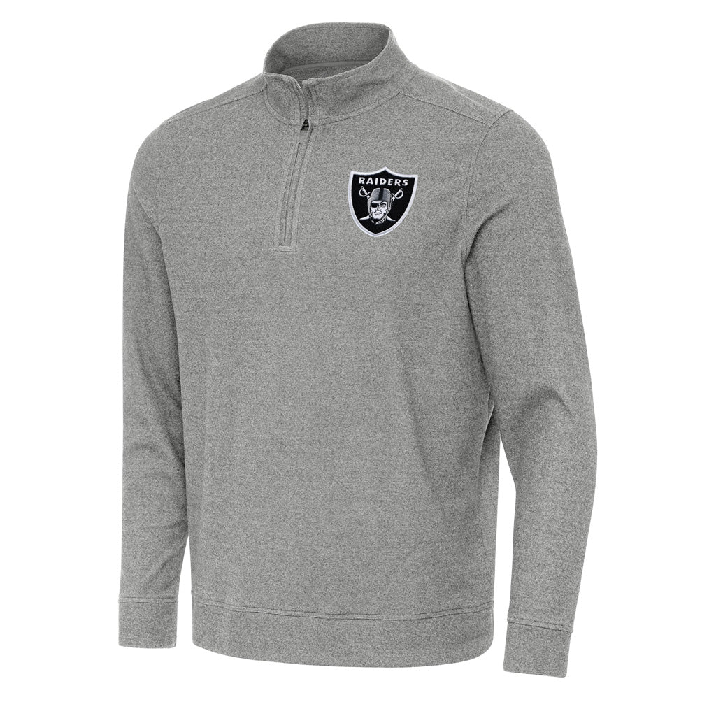 NFL Las Vegas Raiders Antigua Subtle 1/4 Zip Pullover Jacket - Heather black