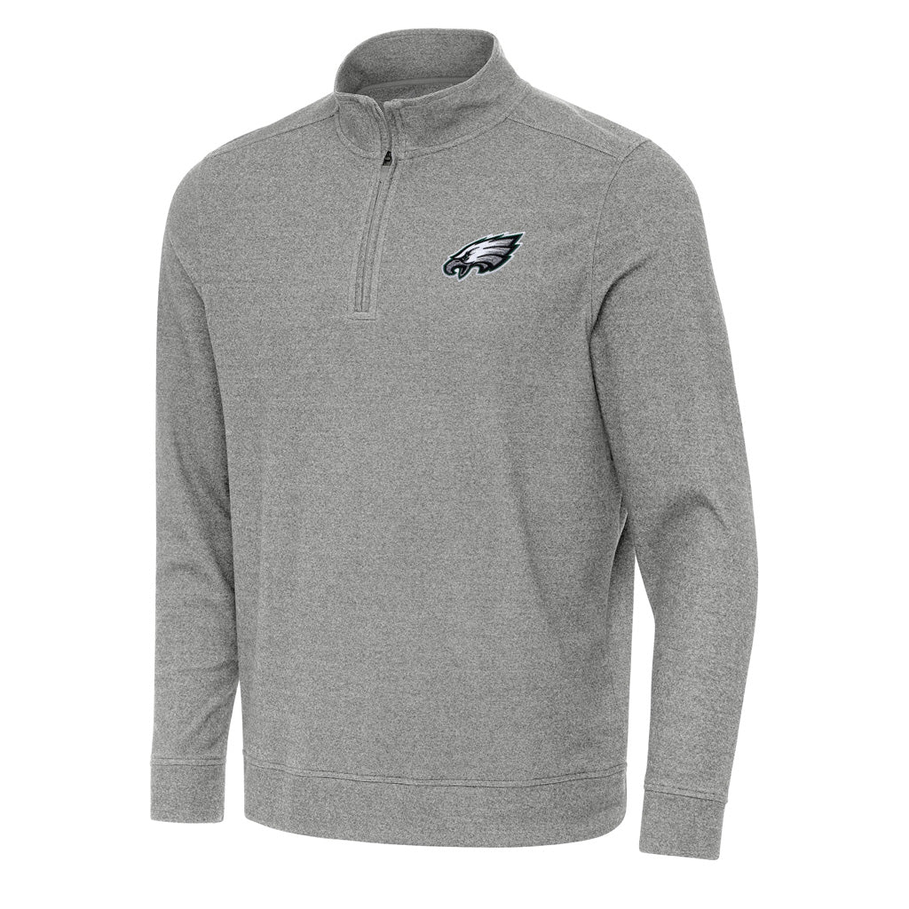 NFL Philadelphia Eagles Antigua Subtle 1/4 Zip Pullover Jacket - Heather black
