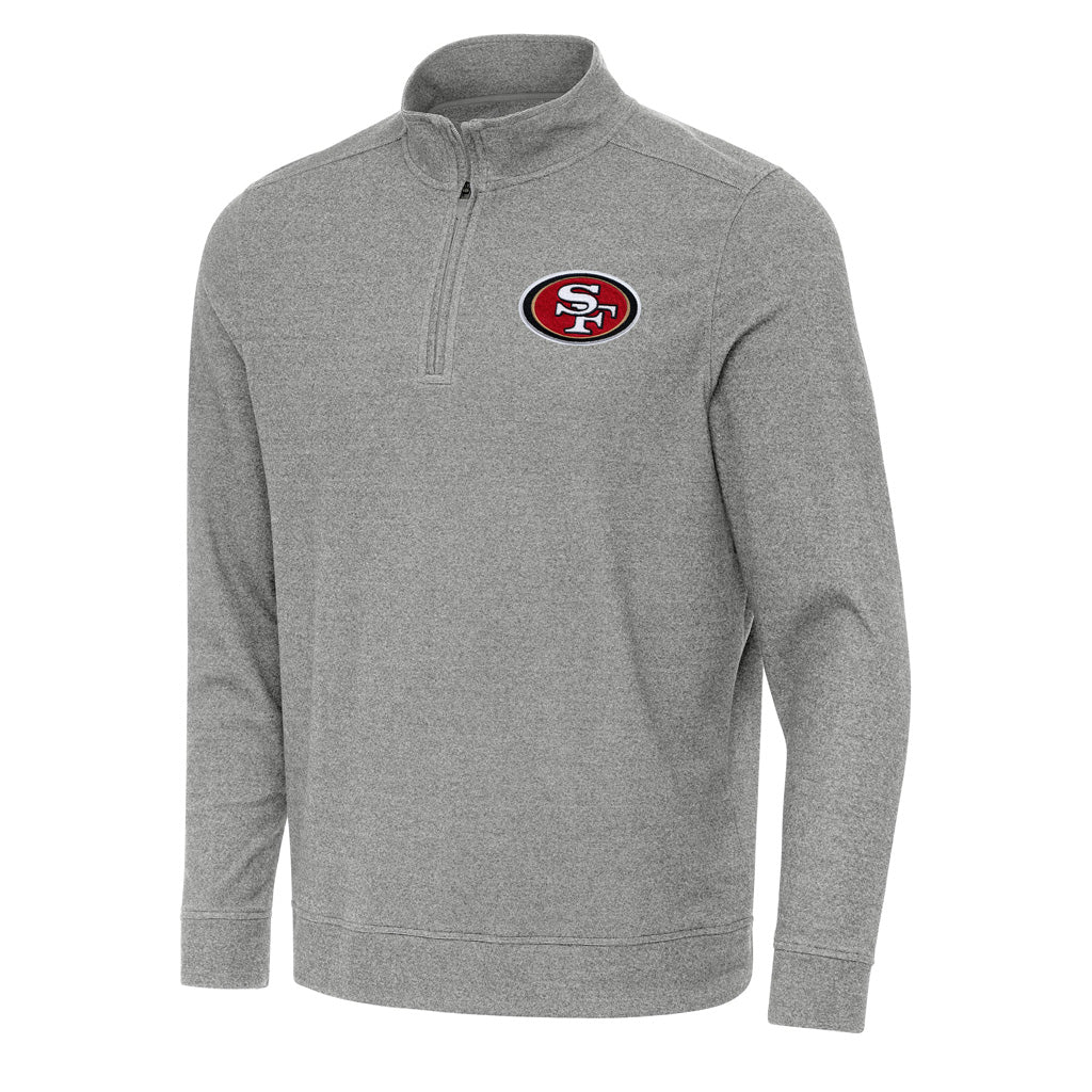 NFL San Francisco 49ers Antigua Subtle 1/4 Zip Pullover Jacket - Heather black