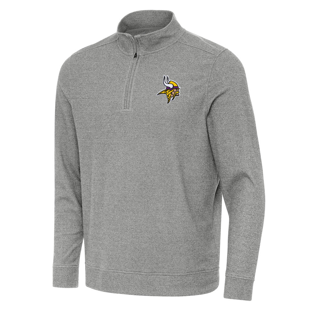 NFL Minnesota Vikings Antigua Subtle 1/4 Zip Pullover Jacket - Heather black