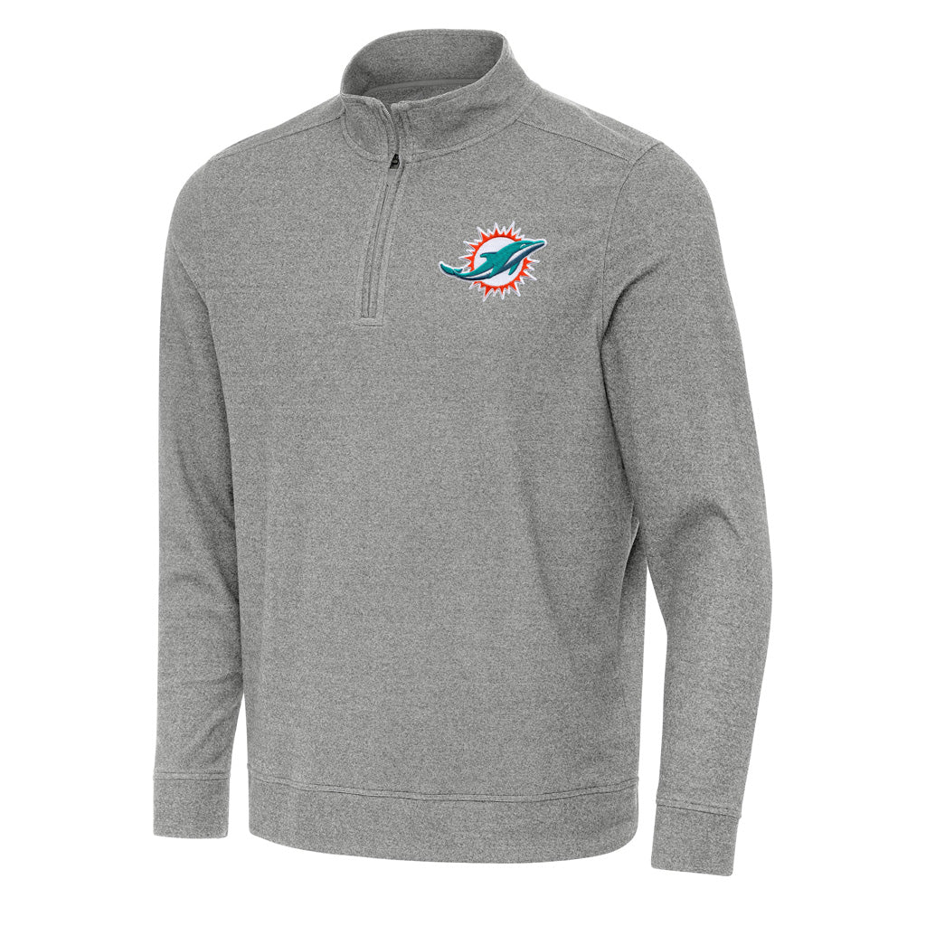 NFL Miami Dolphins Antigua Subtle 1/4 Zip Pullover Jacket - Heather black