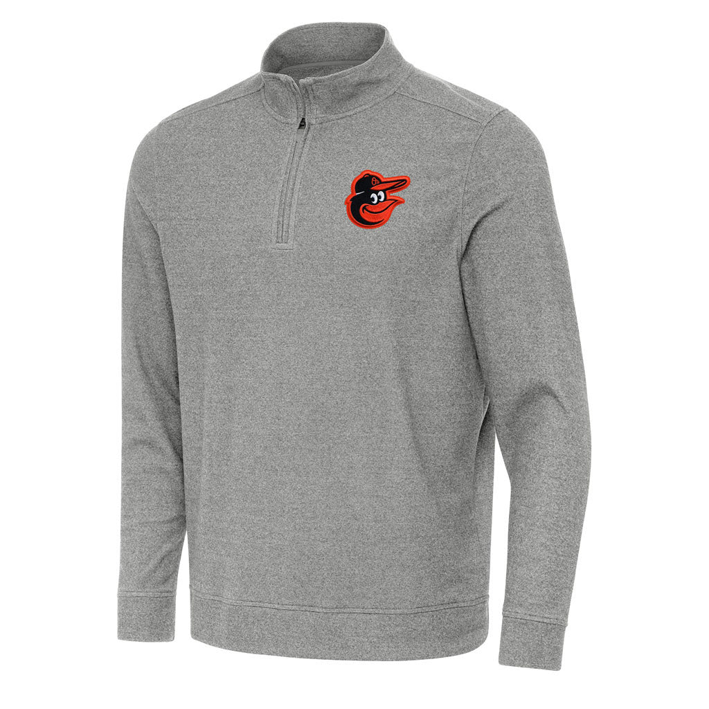 MLB Baltimore Orioles Antigua Subtle 1/4 Zip Pullover Jacket - Heather black