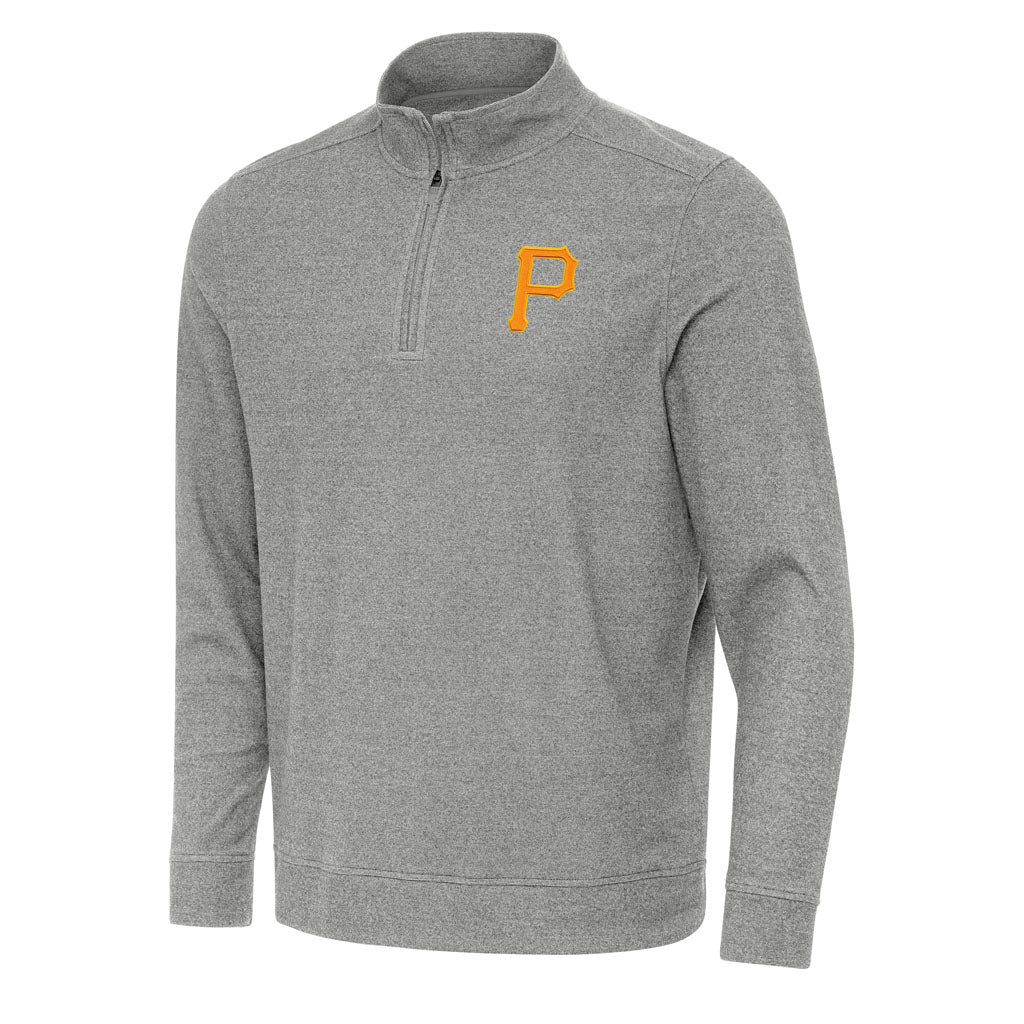 MLB Pittsburgh Pirates Antigua Subtle 1/4 Zip Pullover Jacket - Heather black