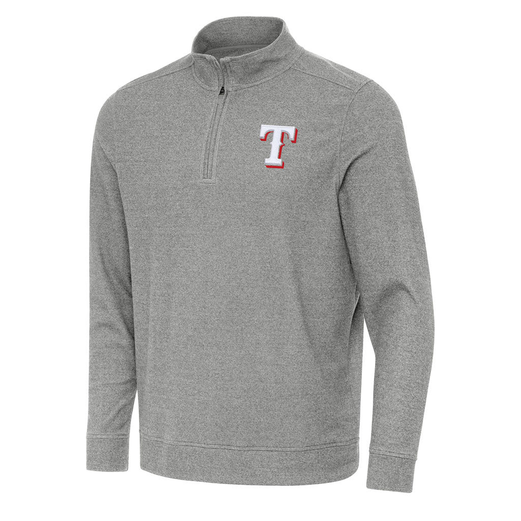MLB Texas Rangers Antigua Subtle 1/4 Zip Pullover Jacket - Heather black