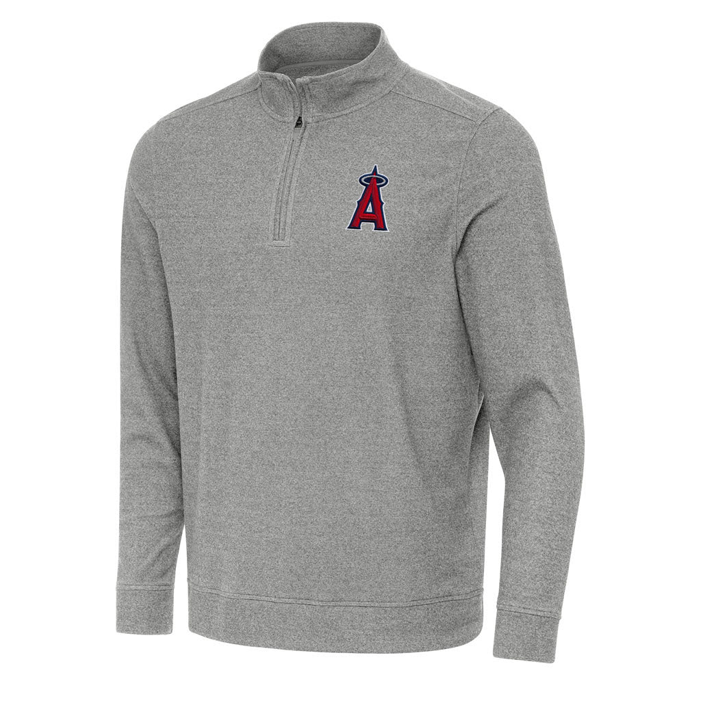 MLB Los Angeles Angels Antigua Subtle 1/4 Zip Pullover Jacket - Heather black