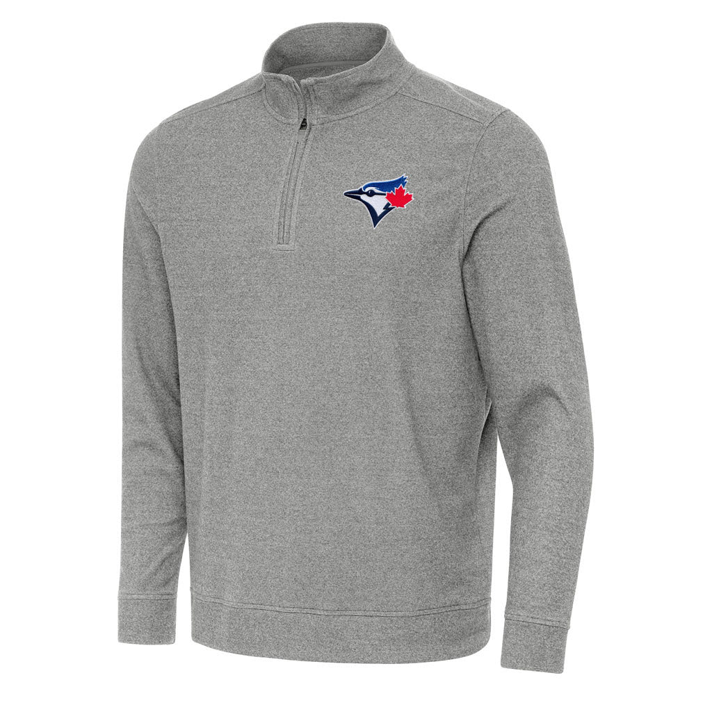 MLB Toronto Blue Jays Antigua Subtle 1/4 Zip Pullover Jacket - Heather black