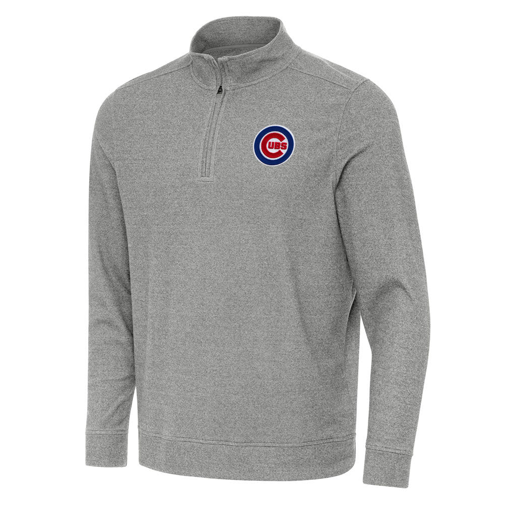 MLB Chicago Cubs Antigua Subtle 1/4 Zip Pullover Jacket - Heather black