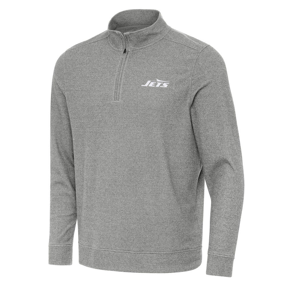 NFL New York Jets Antigua Subtle 1/4 Zip Pullover Jacket - Heather black