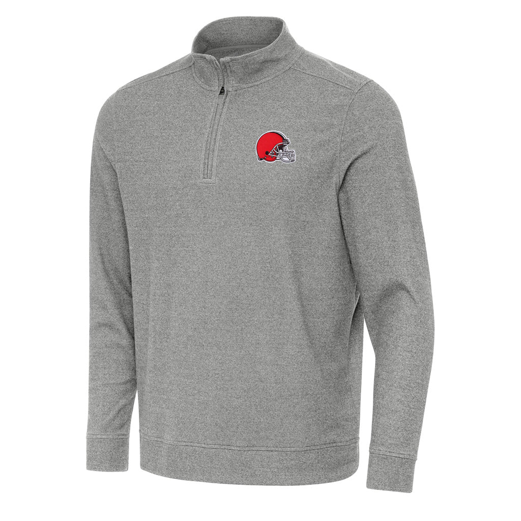 NFL Cleveland Browns Antigua Subtle 1/4 Zip Pullover Jacket - Heather black