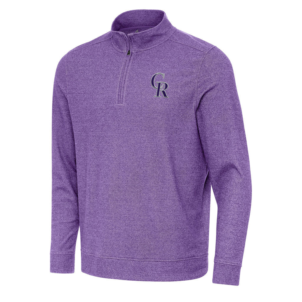 MLB Colorado Rockies Antigua Subtle 1/4 Zip Pullover Jacket - Purple