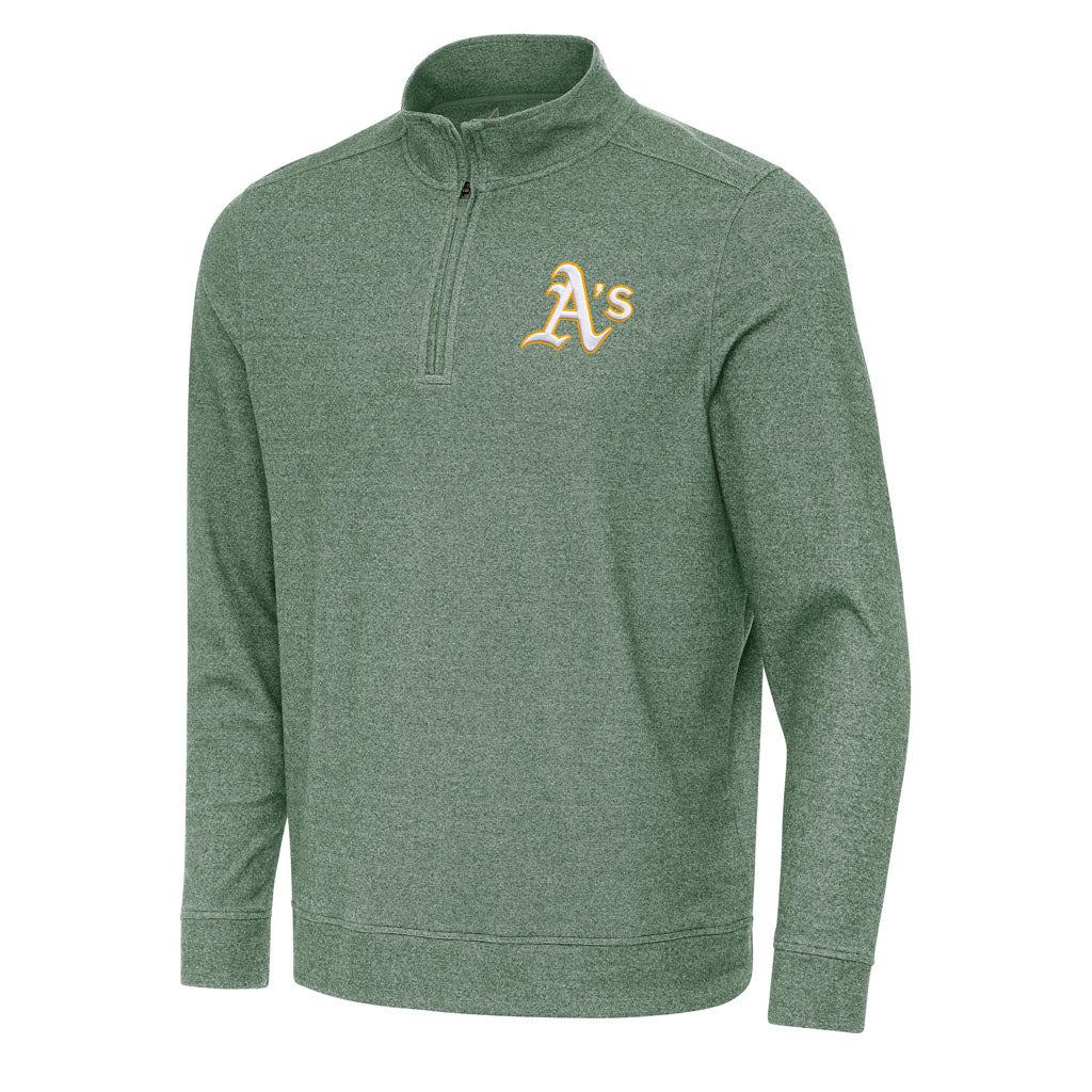 MLB Athletics Antigua Subtle 1/4 Zip Pullover Jacket - Green