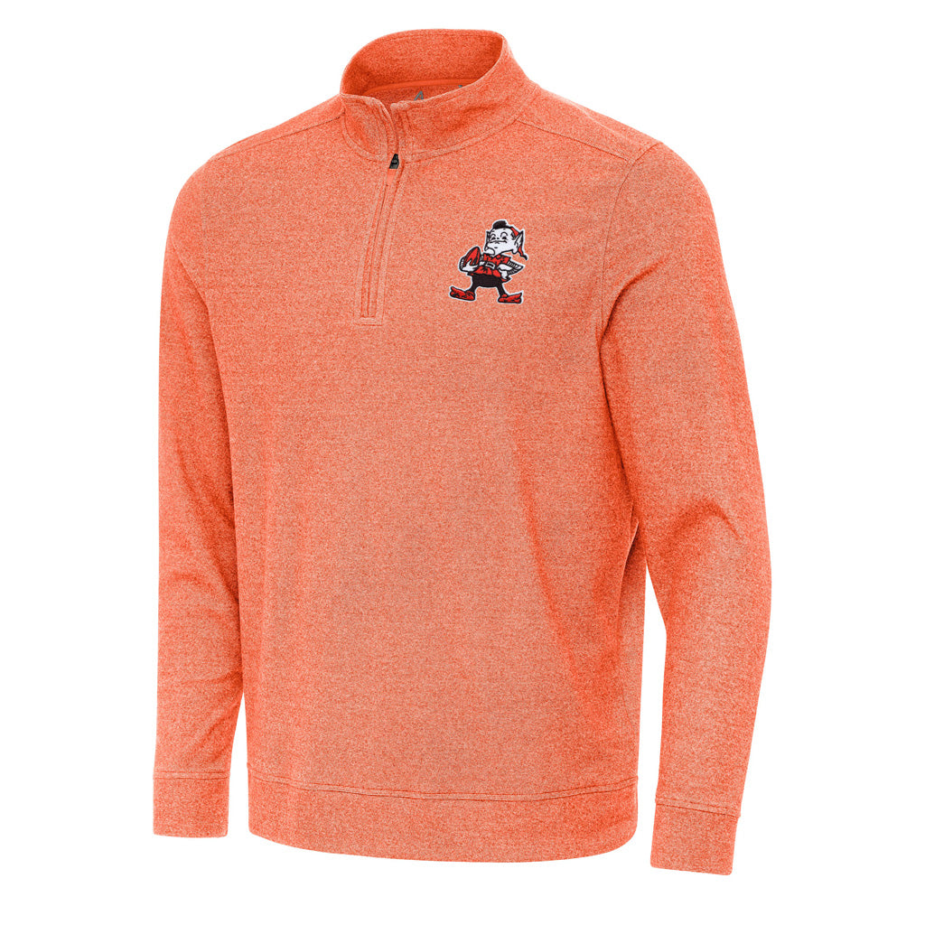 NFL Cleveland Browns Antigua Throwback Subtle 1/4 Zip Pullover Jacket - Orange