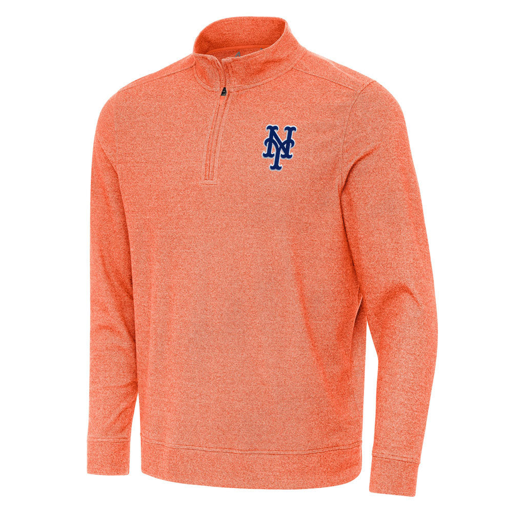 MLB New York Mets Antigua Subtle 1/4 Zip Pullover Jacket - Orange