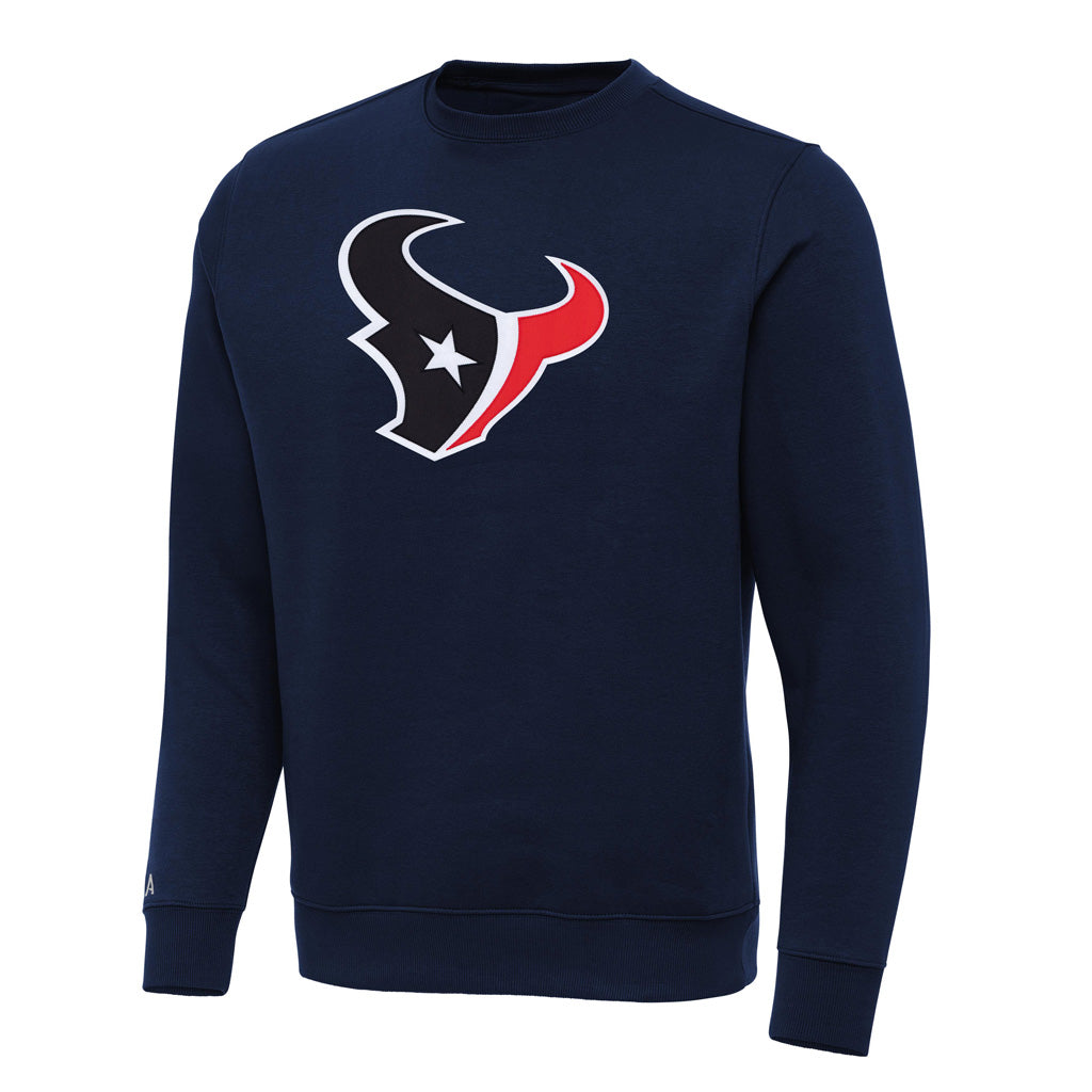 NFL Houston Texans Antigua Full Front Victory Crewneck Sweater - Navy