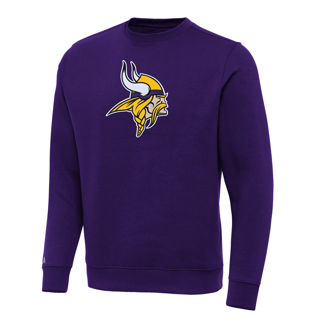 NFL Minnesota Vikings Antigua Full Front Victory Crewneck Sweater - Purple
