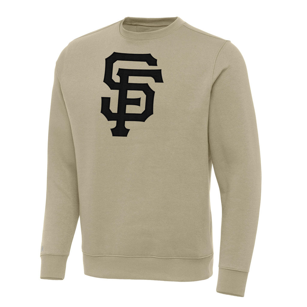 MLB San Francisco Giants Antigua Full Front Victory Crewneck Sweater - Khaki