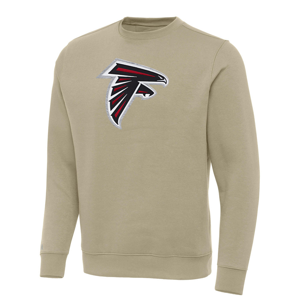 NFL Atlanta Falcons Antigua Full Front Victory Crewneck Sweater - Khaki