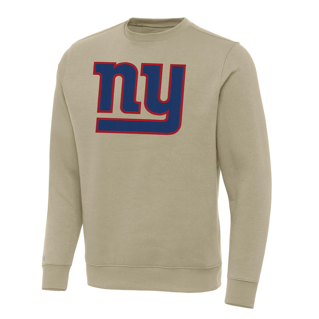 NFL New York Giants Antigua Full Front Victory Crewneck Sweater - Khaki