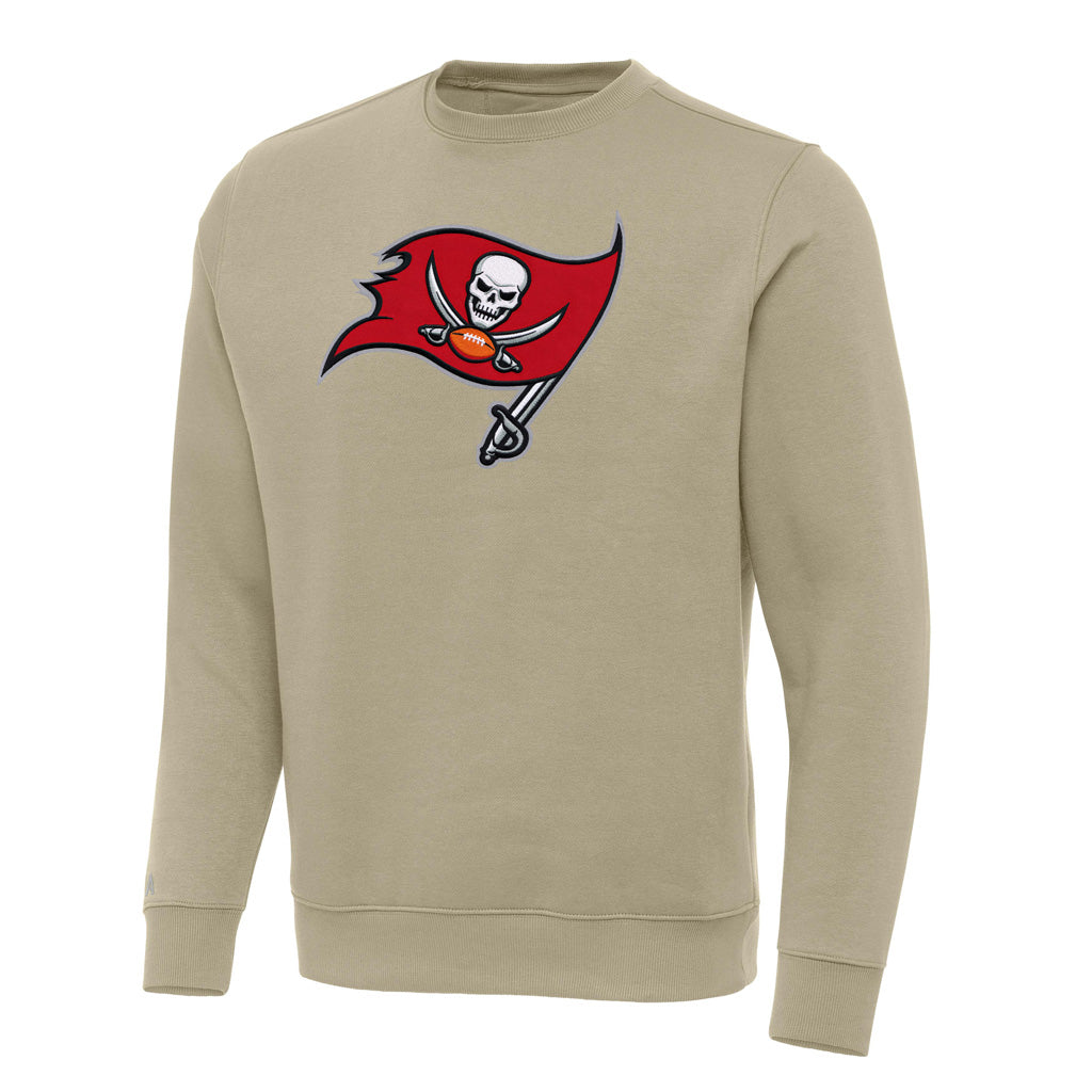 NFL Tampa Bay Buccaneers Antigua Full Front Victory Crewneck Sweater - Khaki