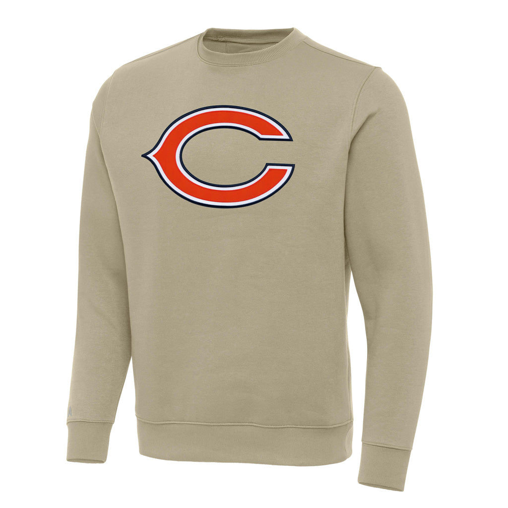 NFL Chicago Bears Antigua Full Front Victory Crewneck Sweater - Khaki