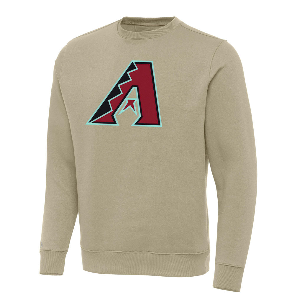 MLB Arizona Diamondbacks Antigua Full Front Victory Crewneck Sweater - Khaki