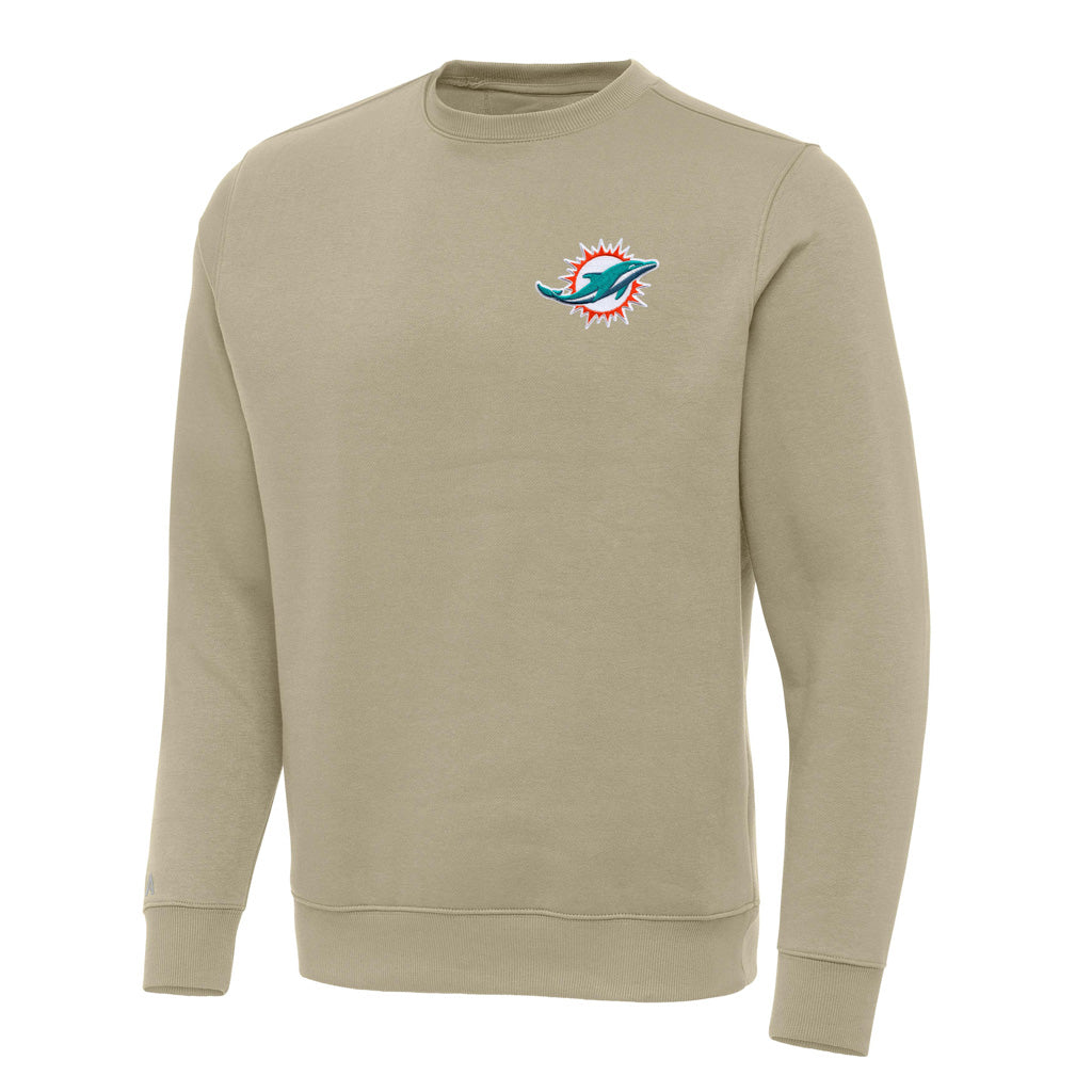 NFL Miami Dolphins Antigua Victory Crewneck Sweater - Khaki