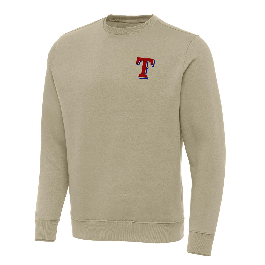 MLB Texas Rangers Antigua Victory Crewneck Sweater - Khaki