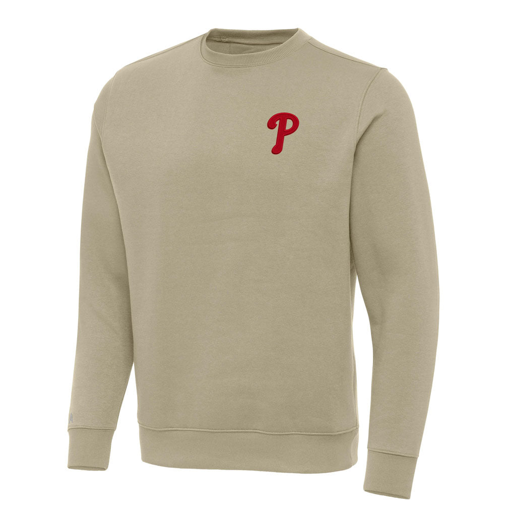 MLB Philadelphia Phillies Antigua Victory Crewneck Sweater - Khaki