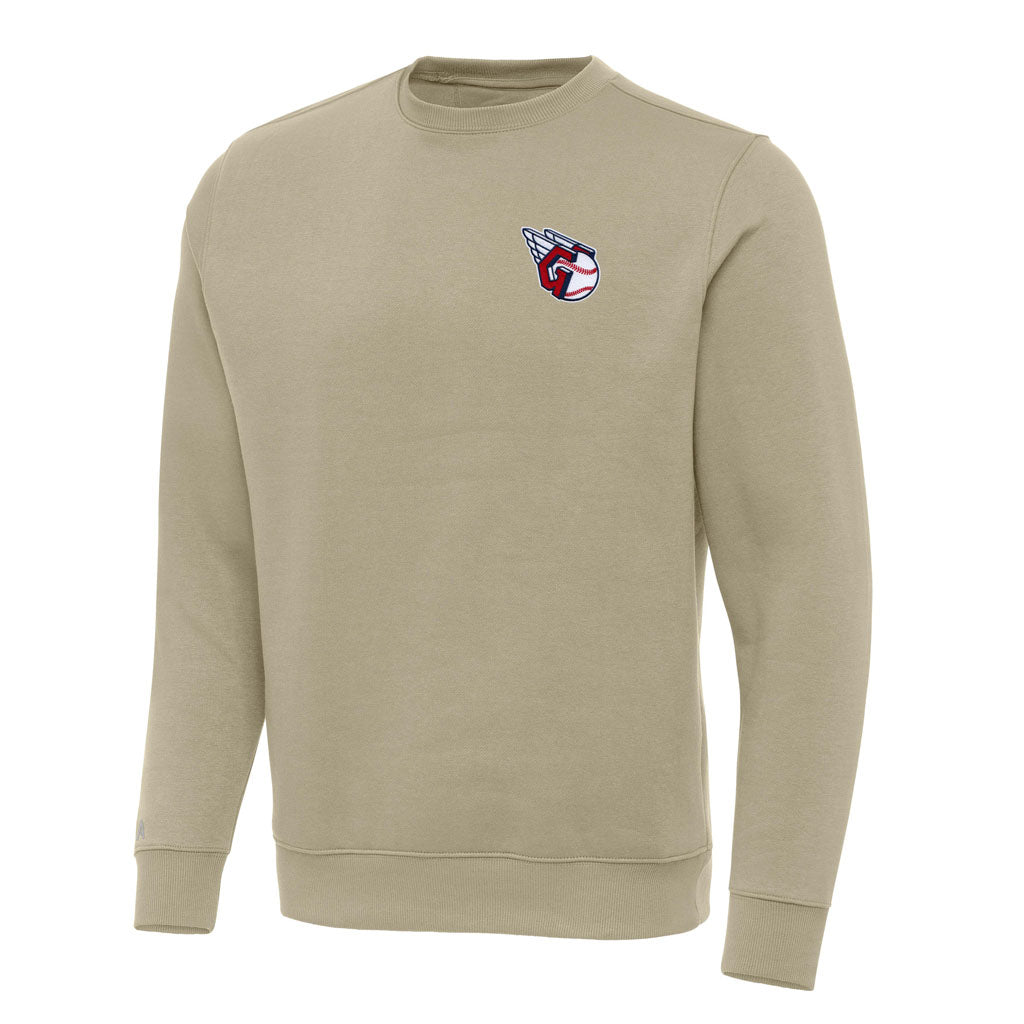MLB Cleveland Guardians Antigua Victory Crewneck Sweater - Khaki