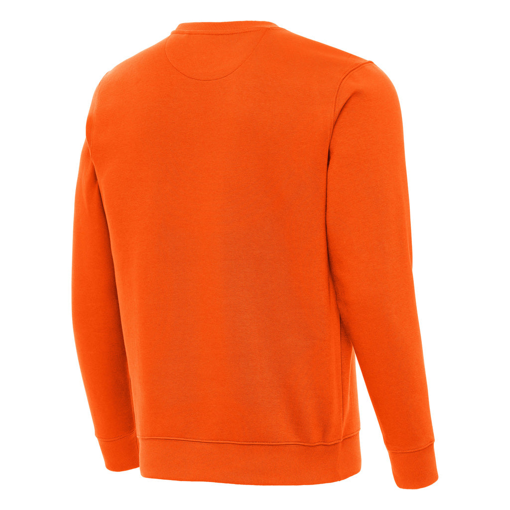 NFL Cleveland Browns Antigua Full Front Throwback Victory Crewneck Sweater - Orange