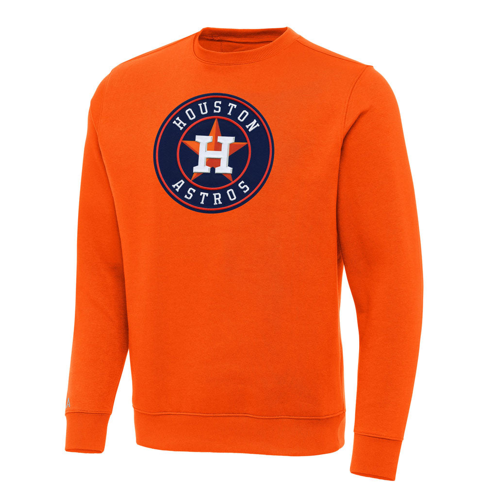 MLB Houston Astros Antigua Full Front Victory Crewneck Sweater - Orange