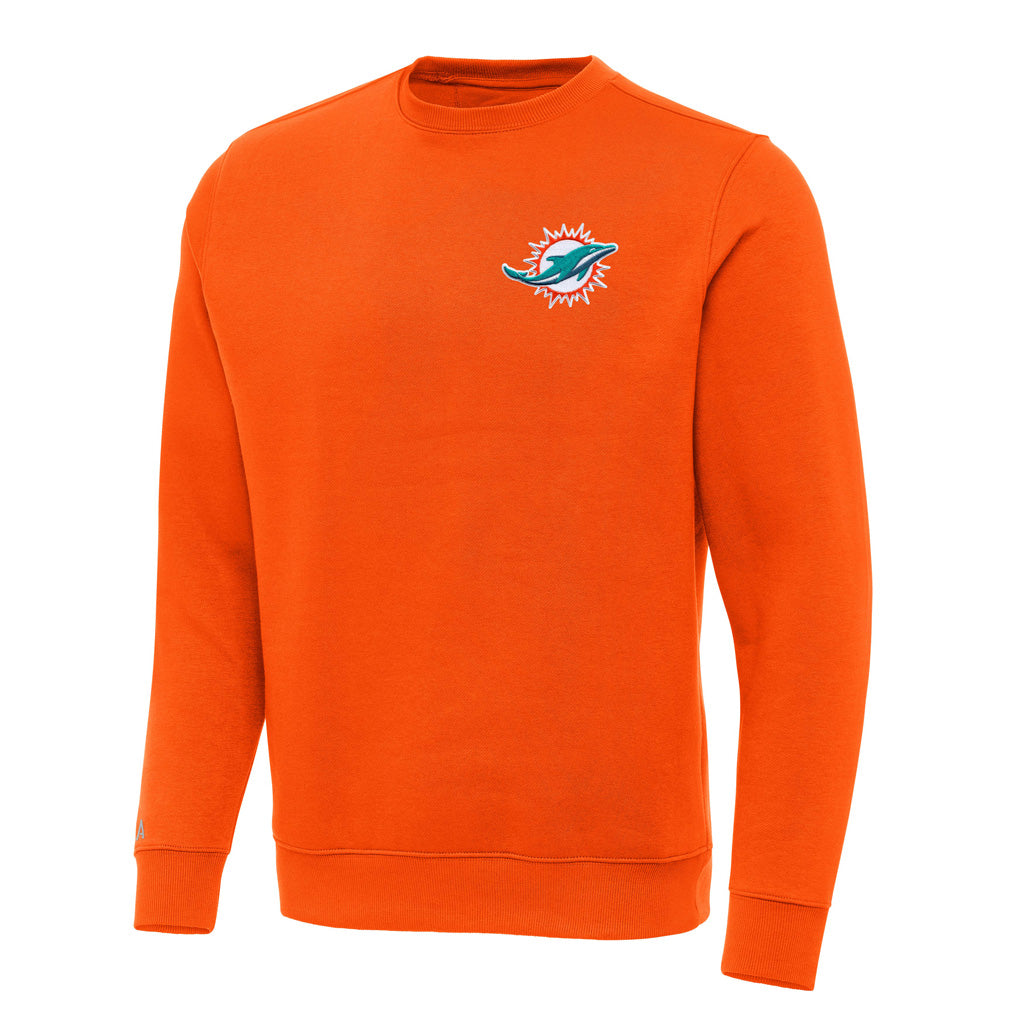 NFL Miami Dolphins Antigua Victory Crewneck Sweater - Orange