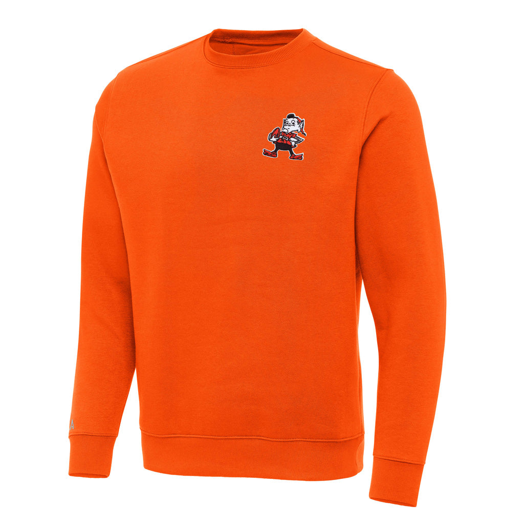 NFL Cleveland Browns Antigua Throwback Victory Crewneck Sweater - Orange