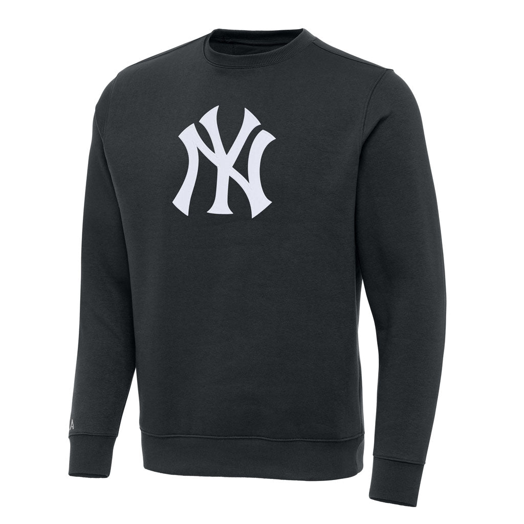MLB New York Yankees Antigua Full Front Victory Crewneck Sweater - Charcoal