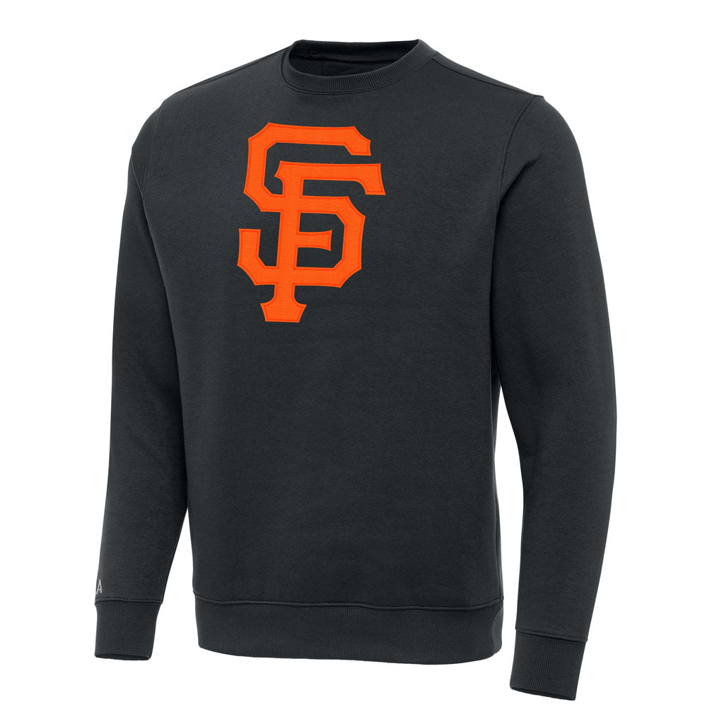 MLB San Francisco Giants Antigua Full Front Victory Crewneck Sweater - Charcoal