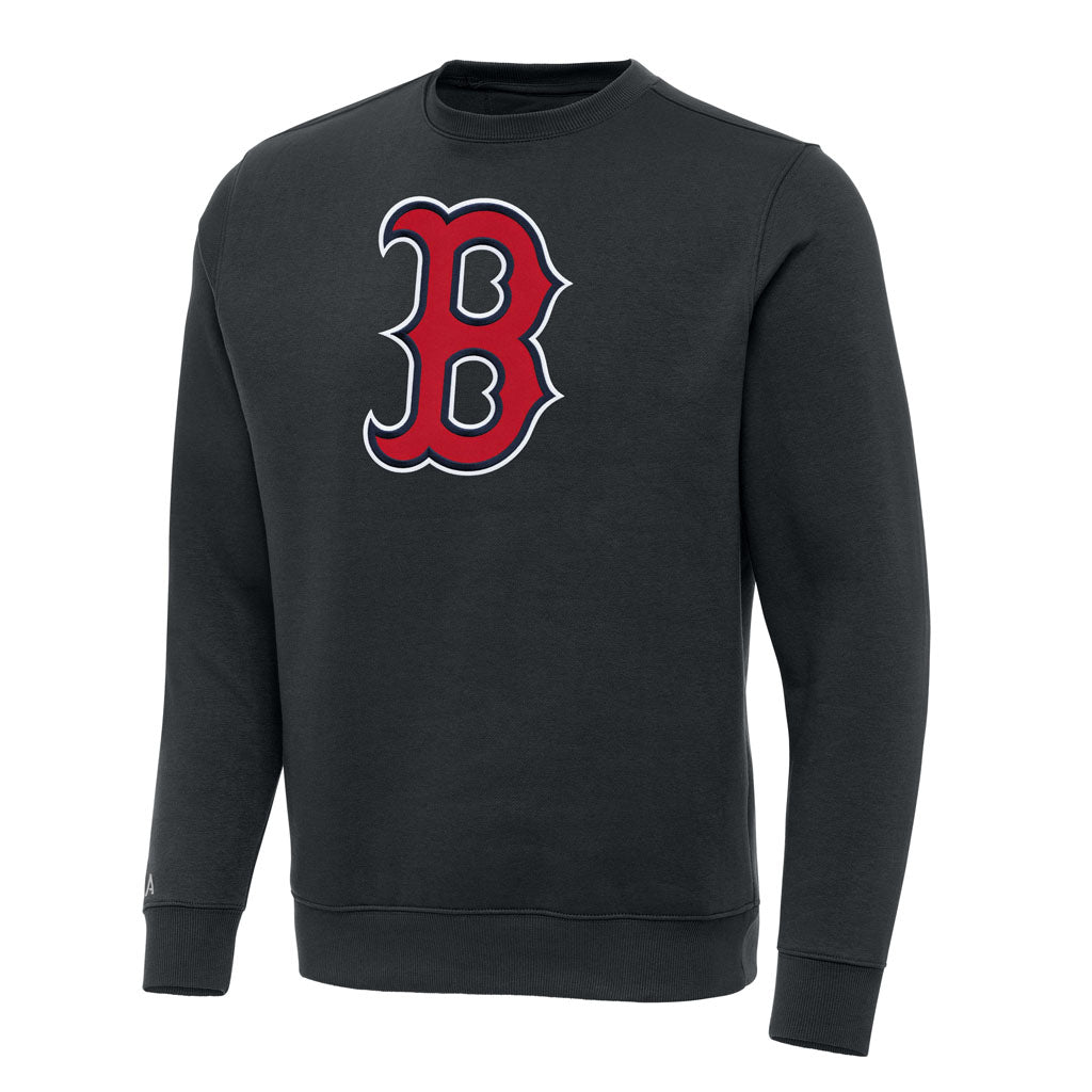 MLB Boston Red Sox Antigua Full Front Victory Crewneck Sweater - Charcoal