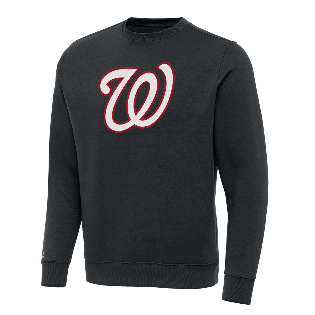 MLB Washington Nationals Antigua Full Front Victory Crewneck Sweater - Charcoal