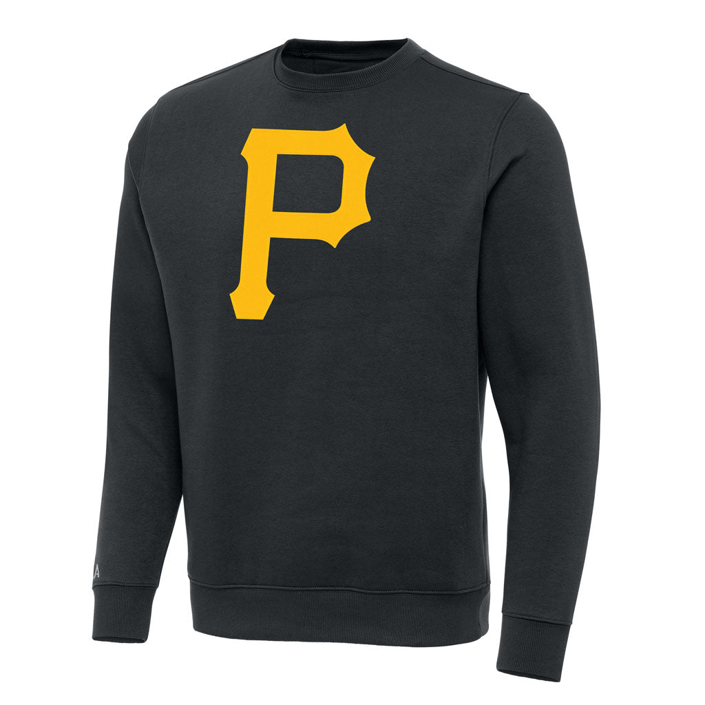MLB Pittsburgh Pirates Antigua Full Front Victory Crewneck Sweater - Charcoal