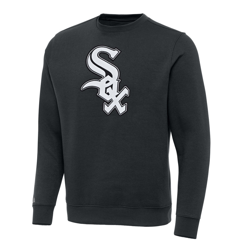 MLB Chicago White Sox Antigua Full Front Victory Crewneck Sweater - Charcoal