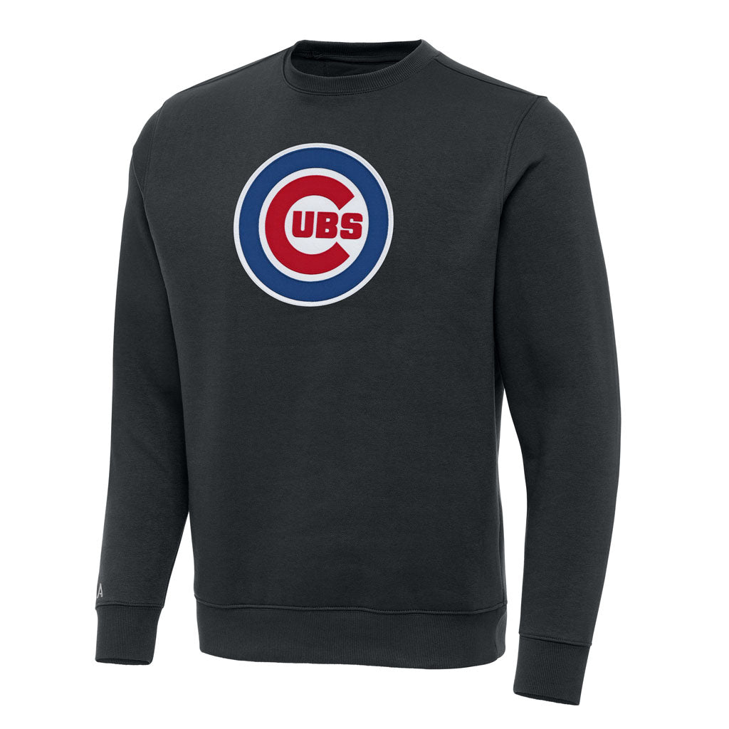 MLB Chicago Cubs Antigua Full Front Victory Crewneck Sweater - Charcoal