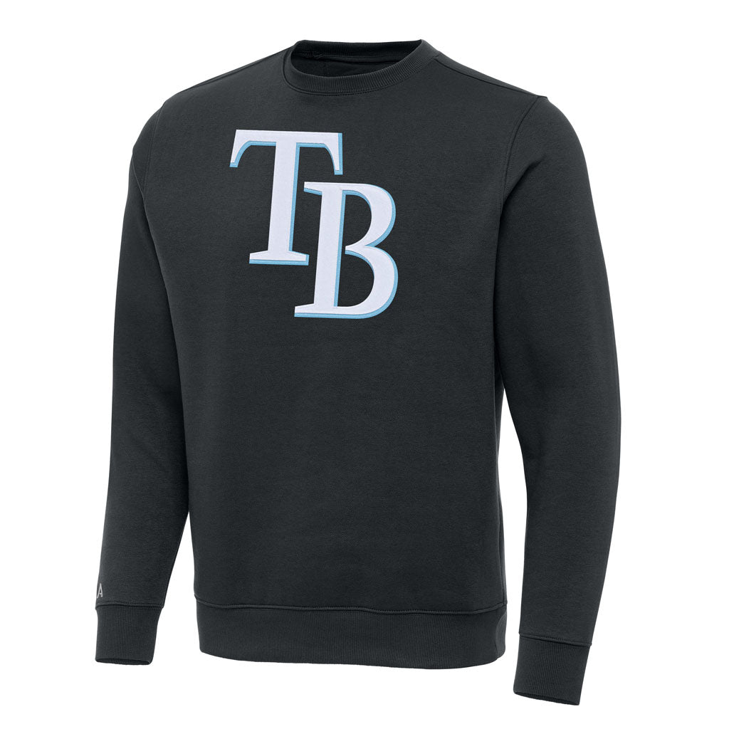 MLB Tampa Bay Rays Antigua Full Front Victory Crewneck Sweater - Charcoal