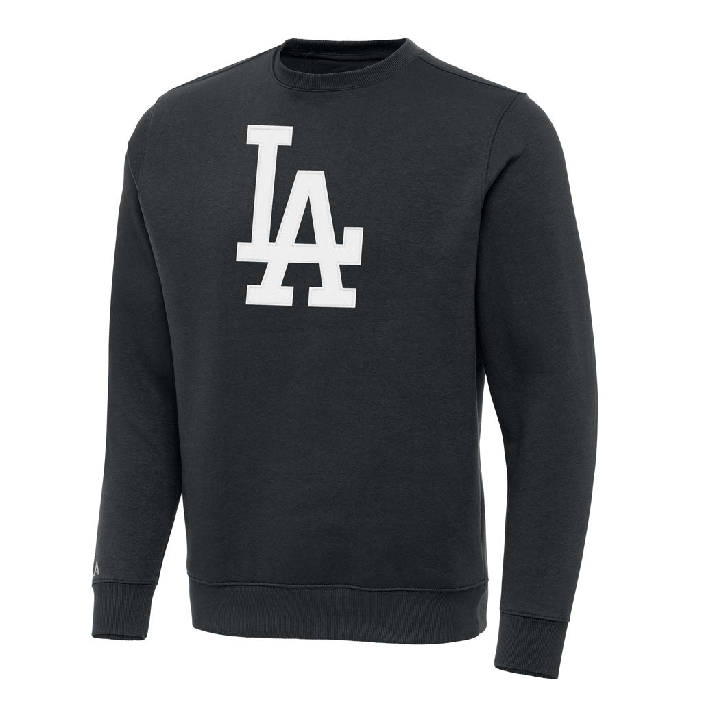 MLB Los Angeles Dodgers Antigua Full Front Victory Crewneck Sweater - Charcoal