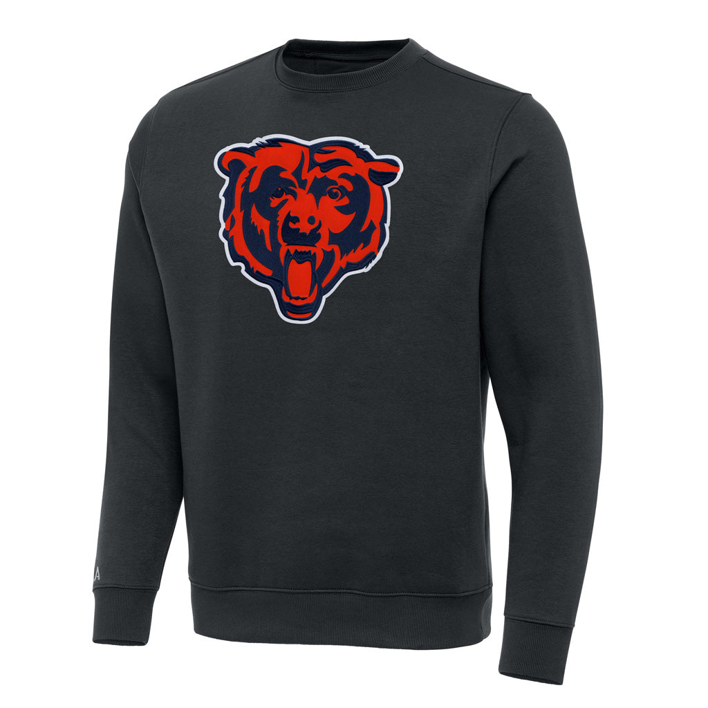 NFL Chicago Bears Antigua Full Front Alternate Victory Crewneck Sweater - Charcoal