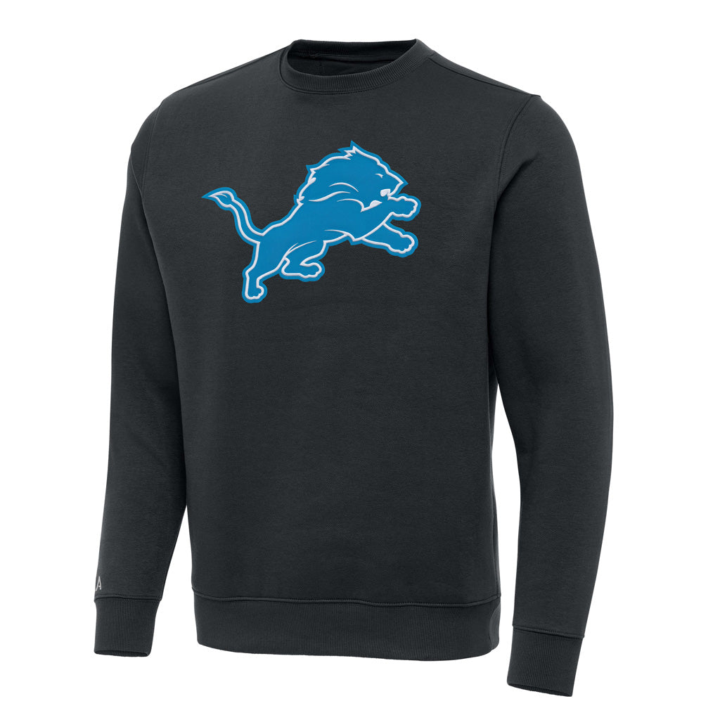 NFL Detroit Lions Antigua Full Front Victory Crewneck Sweater - Charcoal
