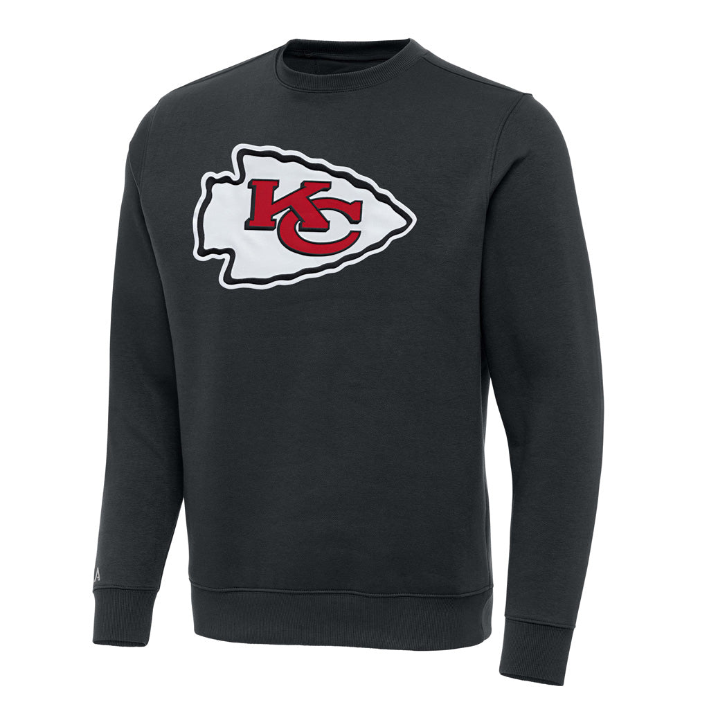 NFL Kansas City Chiefs Antigua Full Front Victory Crewneck Sweater - Charcoal