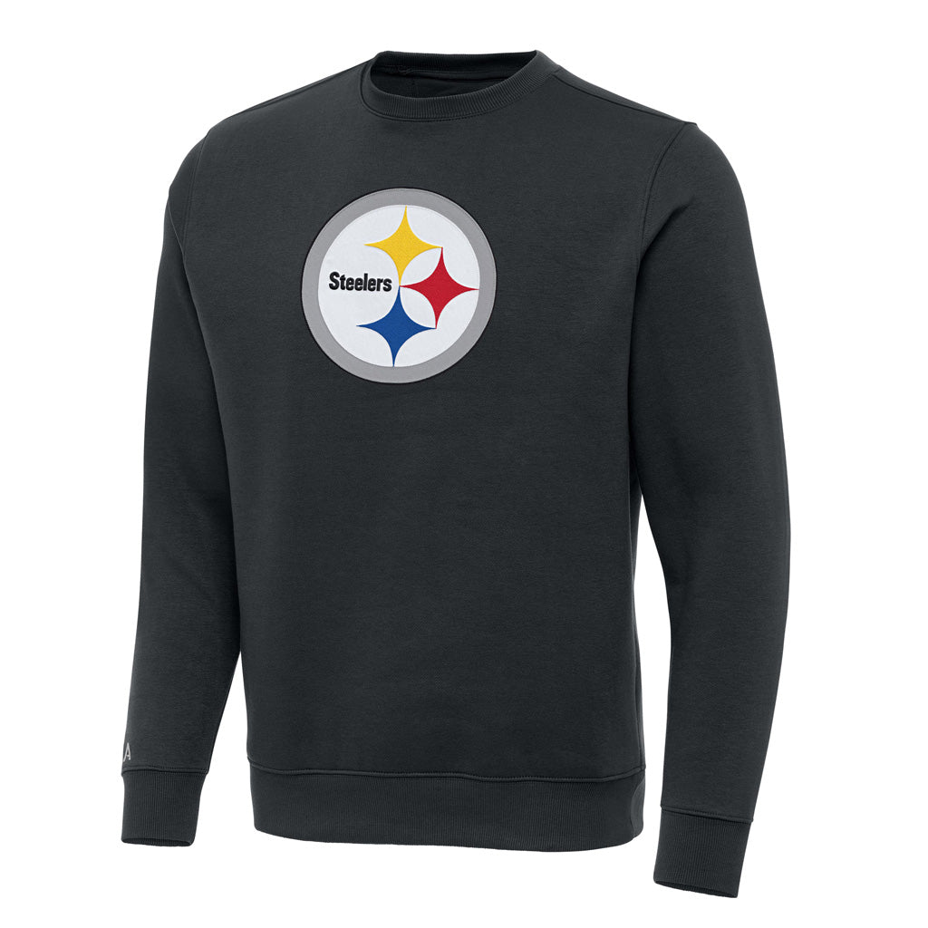 NFL Pittsburgh Steelers Antigua Full Front Victory Crewneck Sweater - Charcoal