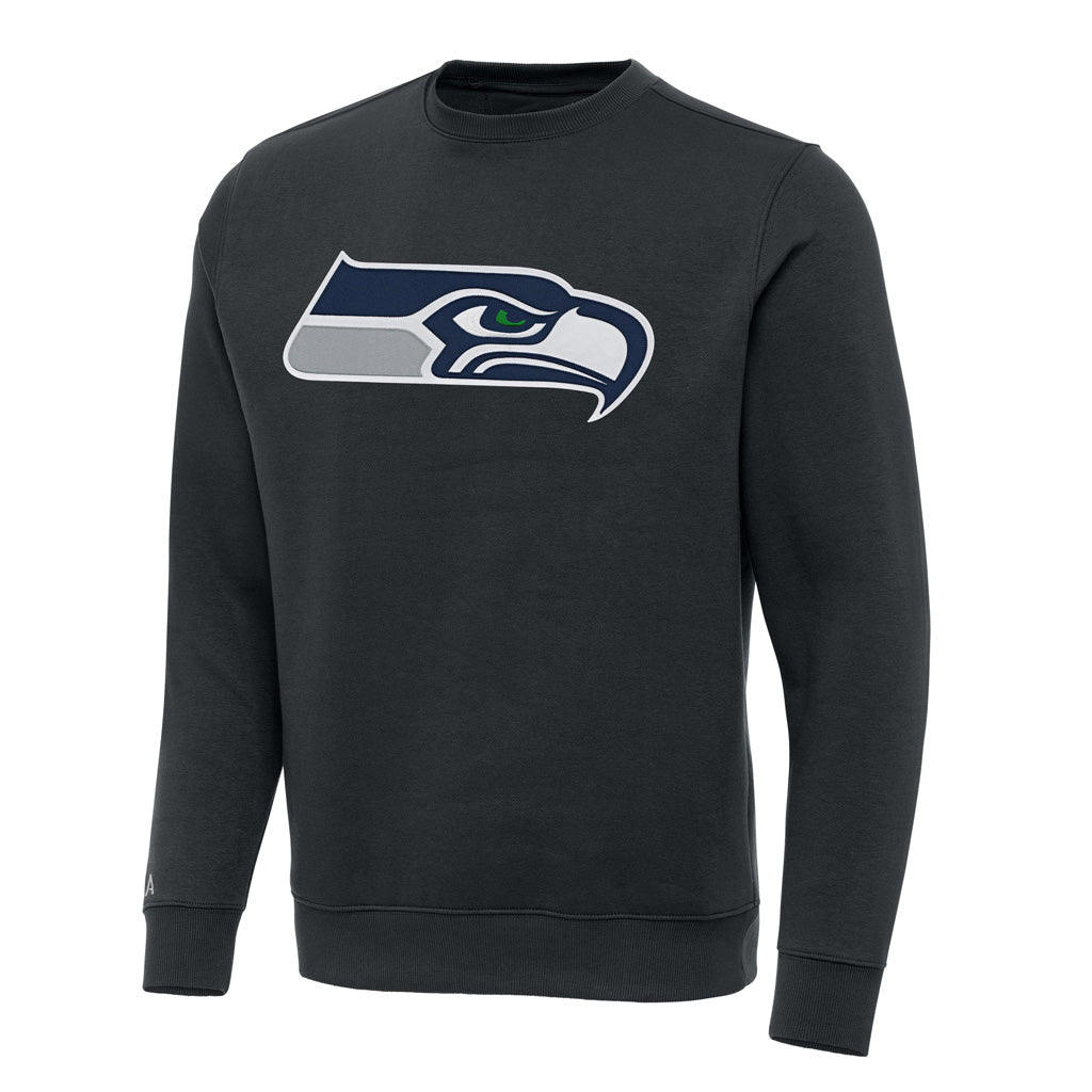NFL Seattle Seahawks Antigua Full Front Victory Crewneck Sweater - Charcoal