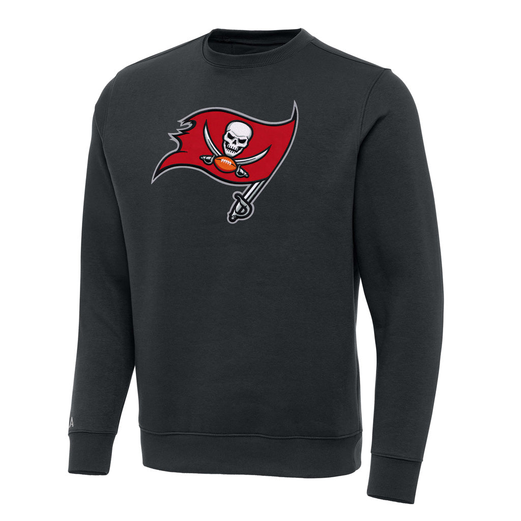 NFL Tampa Bay Buccaneers Antigua Full Front Victory Crewneck Sweater - Charcoal
